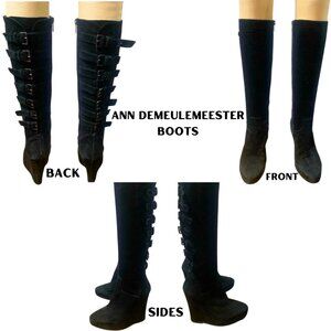 Ann Demeulemeester Black Suede Wedge Boots Size 36.5/6.5